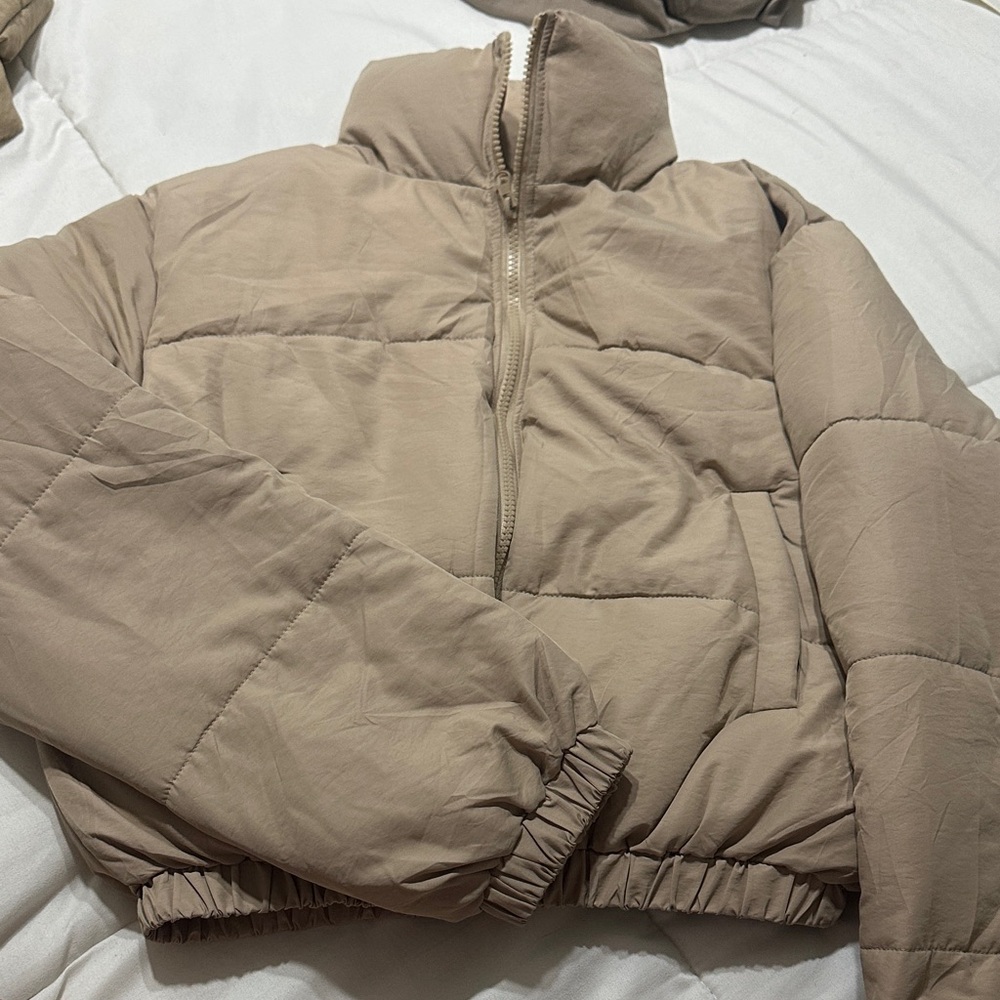 Women's Tan Puffer Jacket